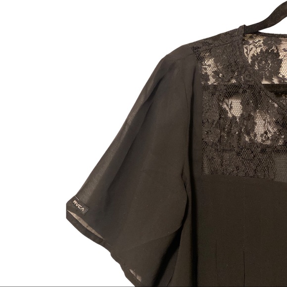 RVCA black blouse wtith lace - Picture 3 of 3